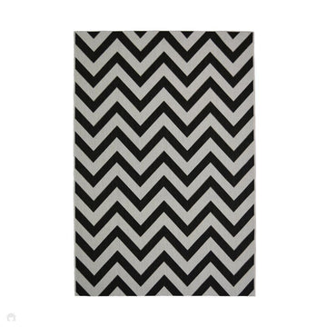 County Chevron Black In-Outdoor Flatweave Rug-Melrose-Rug Love - The Most Loved Rug Store